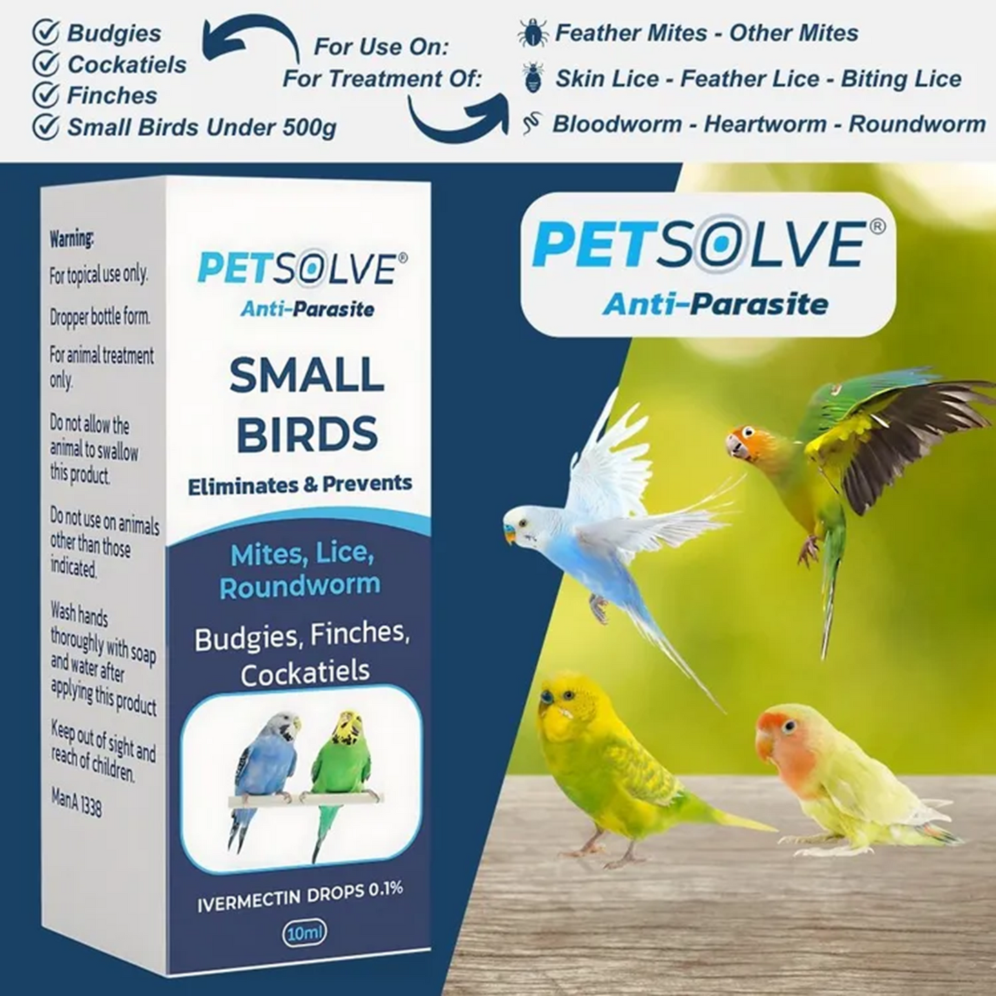 PETSOLVE - Anti-Parasite Small Birds (10ml)