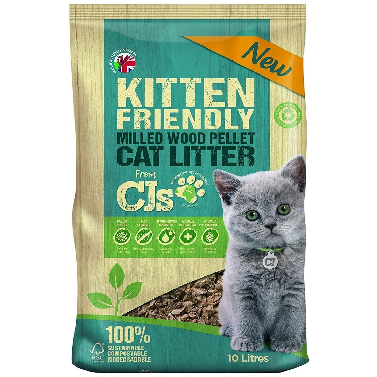 CJs - Kitten Friendly Wood Litter (10L)