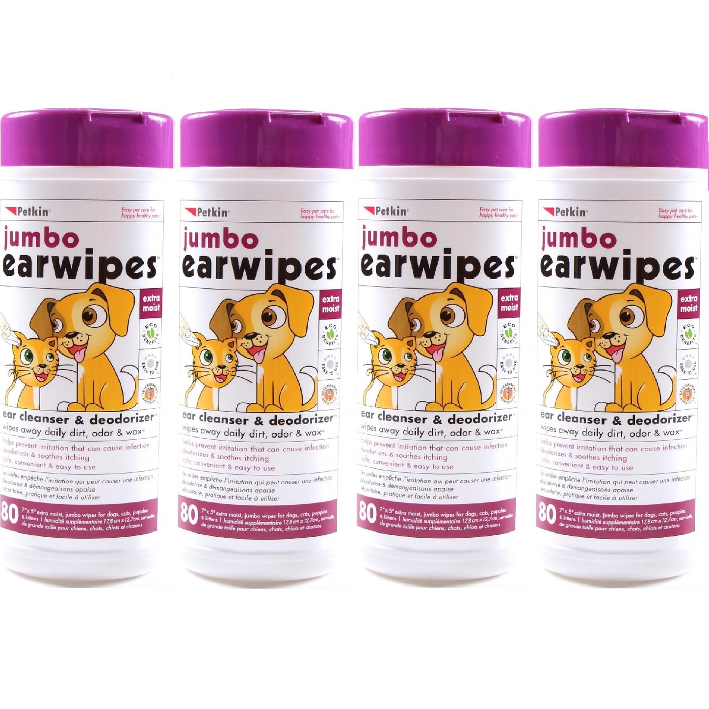 Petkin - Jumbo Ear Wipes (80pk)