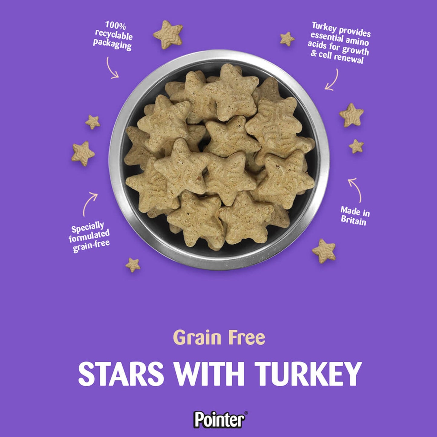 Pointer - Grain Free Stars with Turkey (400g)