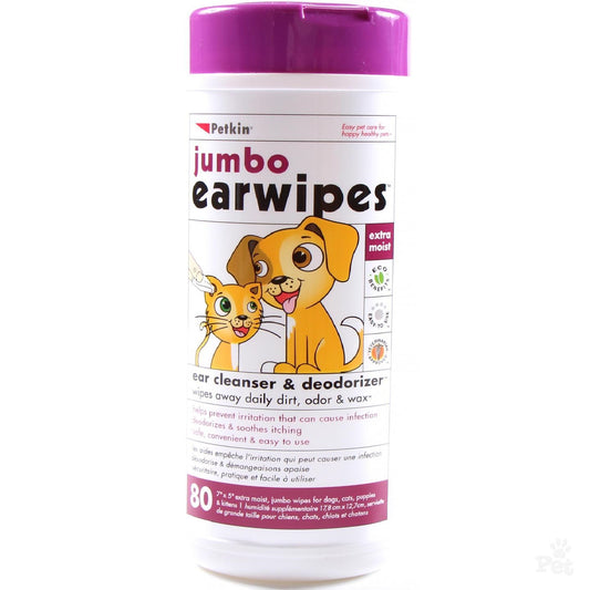 Petkin - Jumbo Ear Wipes (80pk)